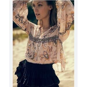 Misa Los Angeles Women's Paisley Viscose Floral Paisley Boho Blouse Size Medium